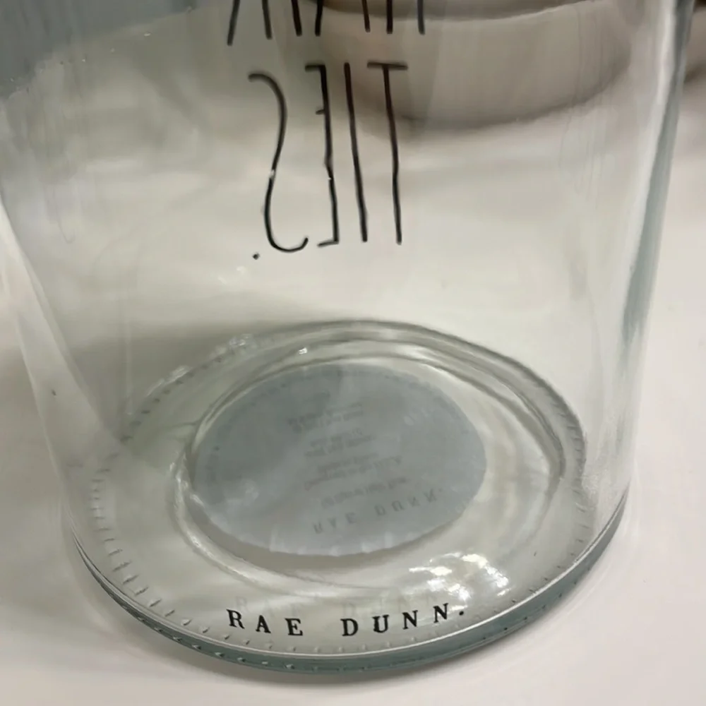 RAE DUNN Hair Ties Glass Container with Wood Lid NWT